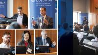 A collage of photos of speakers and audience members. Photos: Lucas Hoeffel